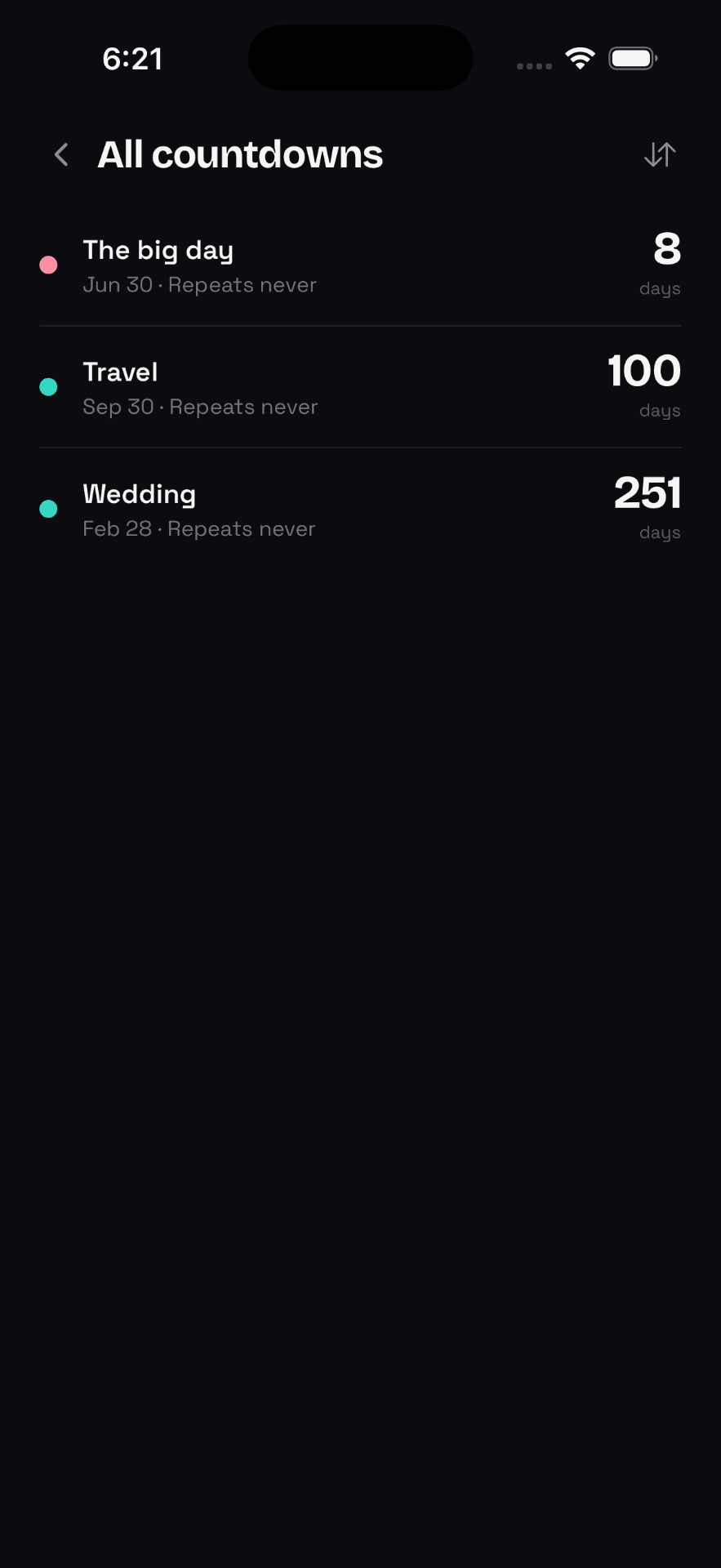 All countdowns